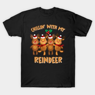 Chillin_ With My Reindeer Cute Christmas Gift For Boys Girls Kids T-Shirt